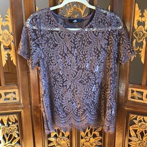 BKE Boutique Sheer Lace Top Size L